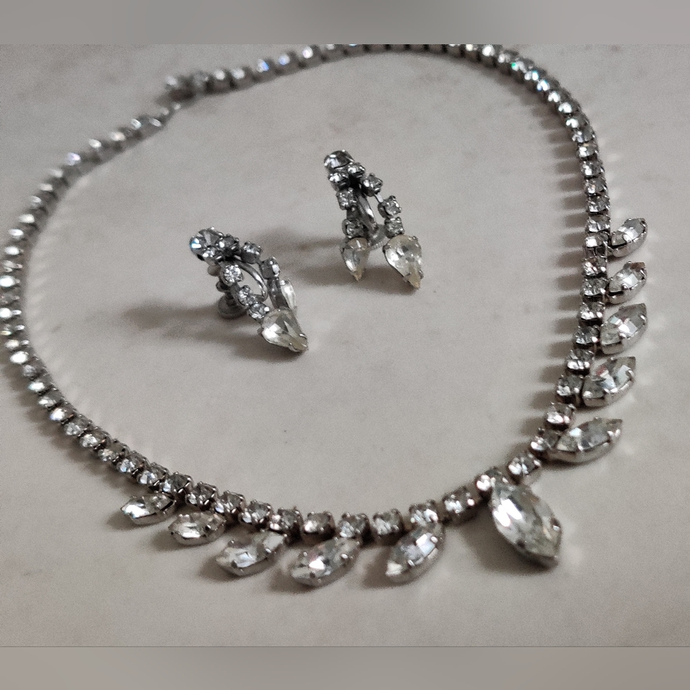 Made in Austria Art Deco Style Crystal Set Necklace and Earrings